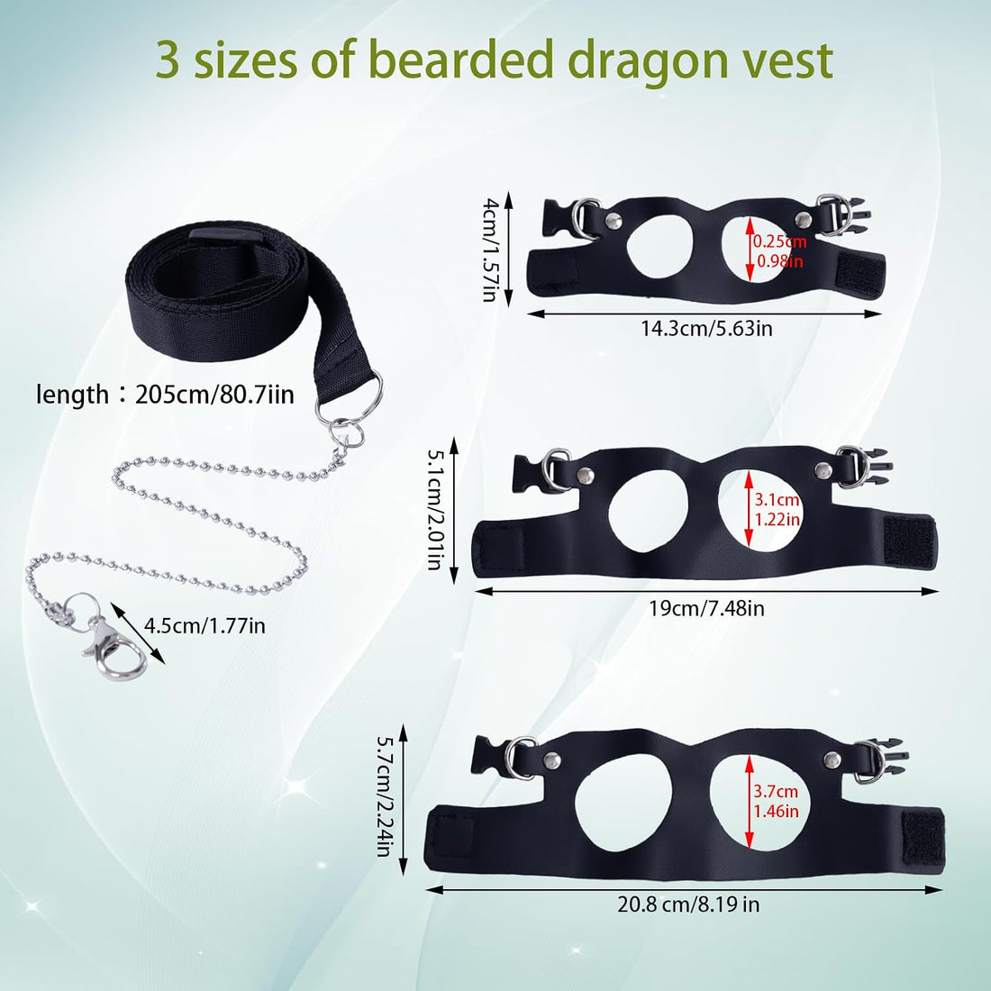 3Pack Bearded Dragon Leash and Harness Set