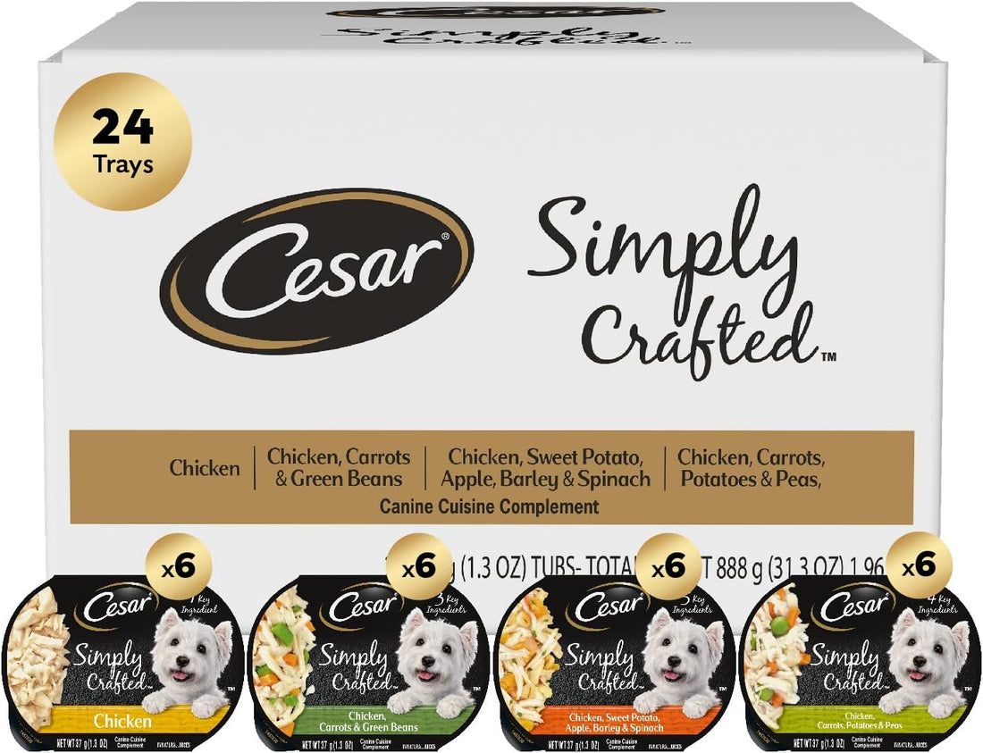 Cesar Simply Crafted Dog Food Topper, Chicken Pack, 1.3 oz, 8 Count