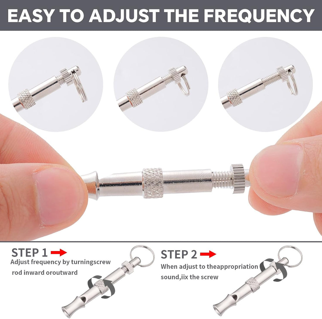 3 Pack Silent Dog Whistles, Adjustable Dog Training Whistle, Silver