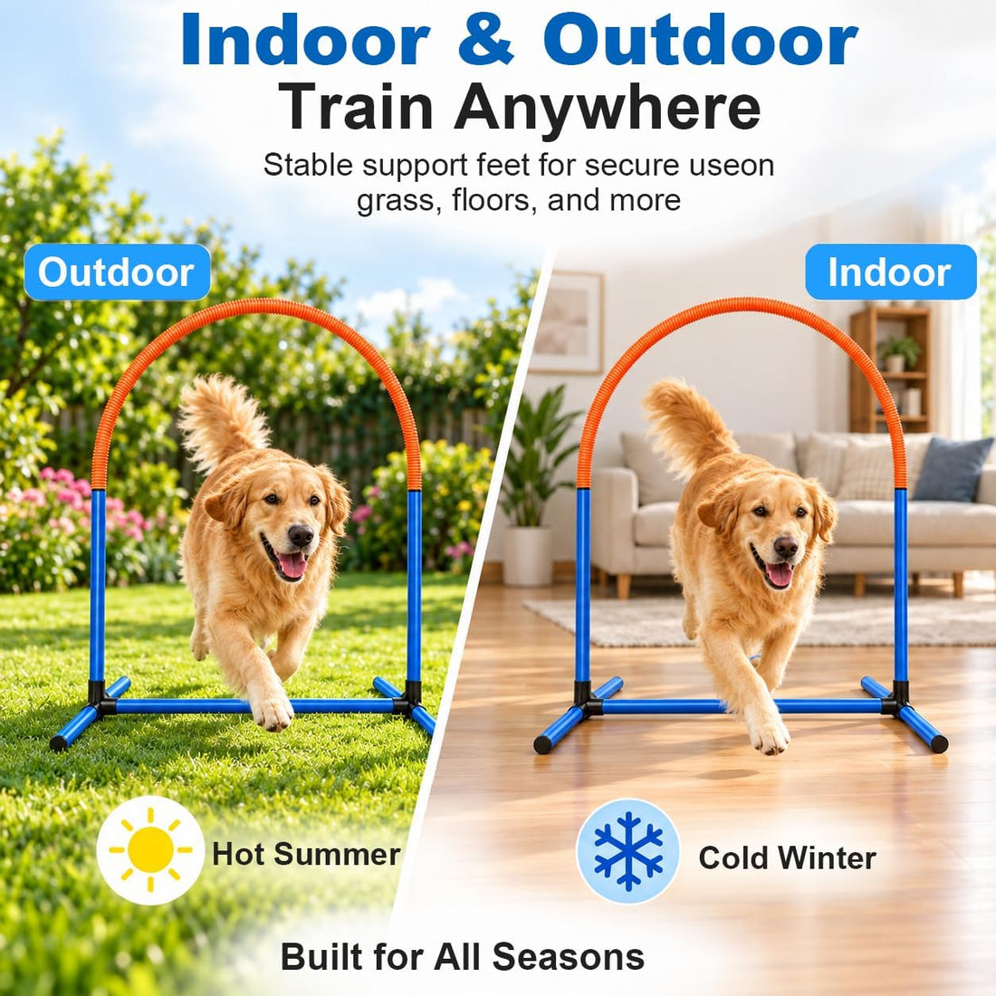 Dog Agility Arch Tunnel Set with Hoops & Ground Stakes