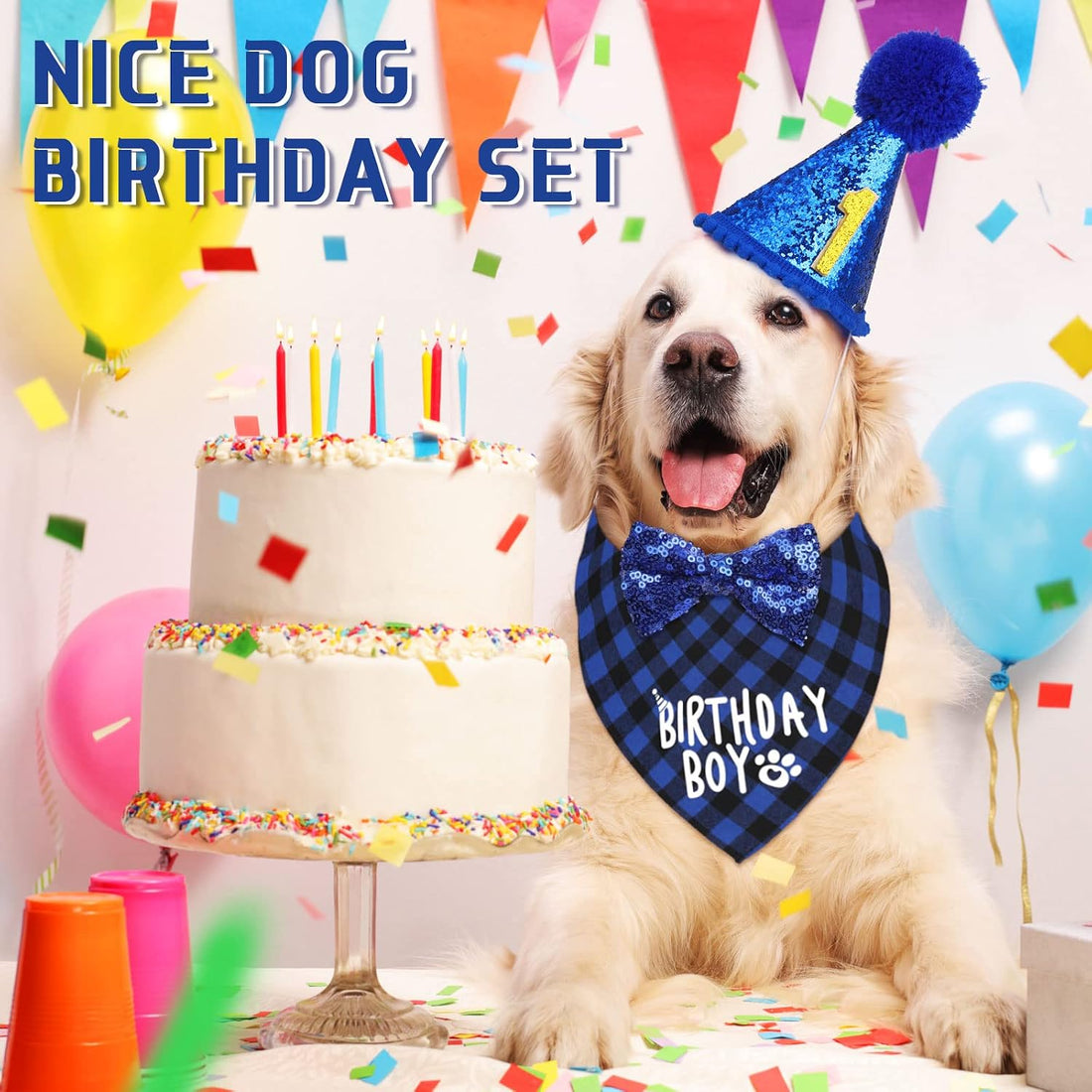 Weewooday Dog Birthday Party Supplies Birthday Boy Girl Cake Bandana