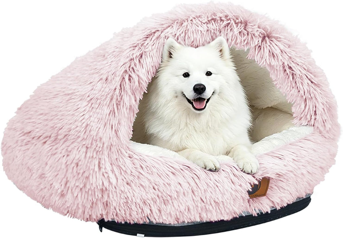 YooxArmor Round Covered Cat Bed Cave Dog Bed for Small Medium