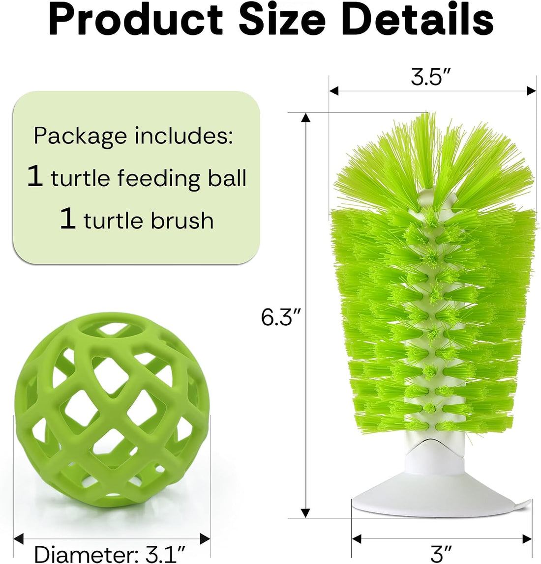 2-in-1 Turtle Brush and Feeder Ball Set, Turtle Tank Accessories