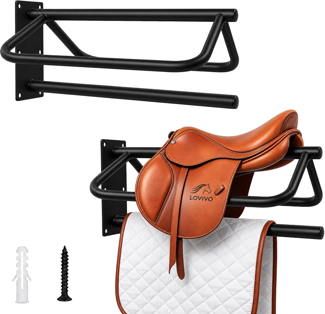 2 Pack Wall Mounted Saddle Rack with Pad Bar for English and Western