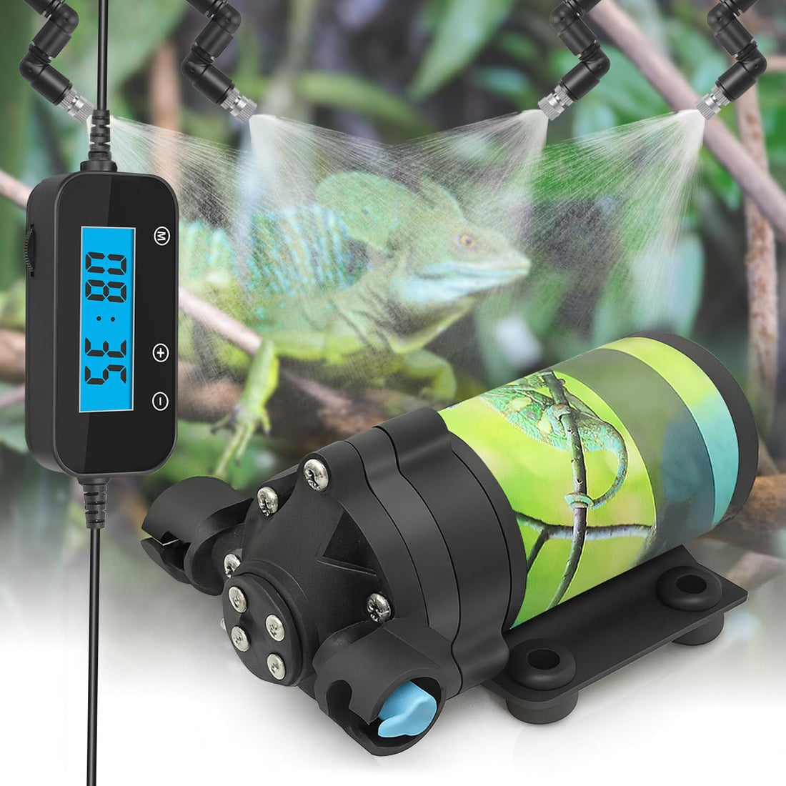 Reptile Misting System with Timer, 6 Nozzles, Self-Priming Pump