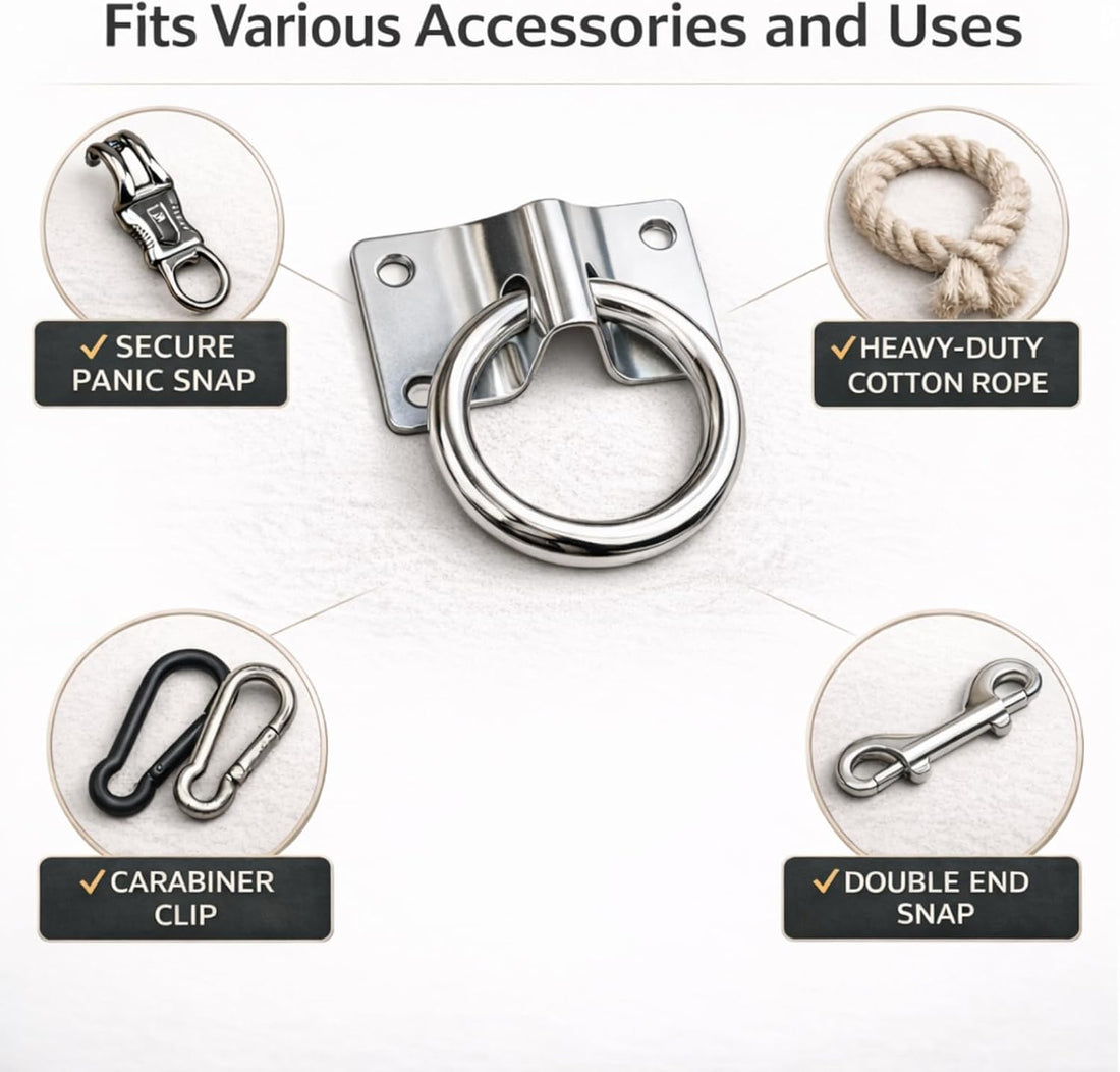 Horse Cross Tie Ring, 2 Pack Heavy Duty Block Tie Ring with Screws