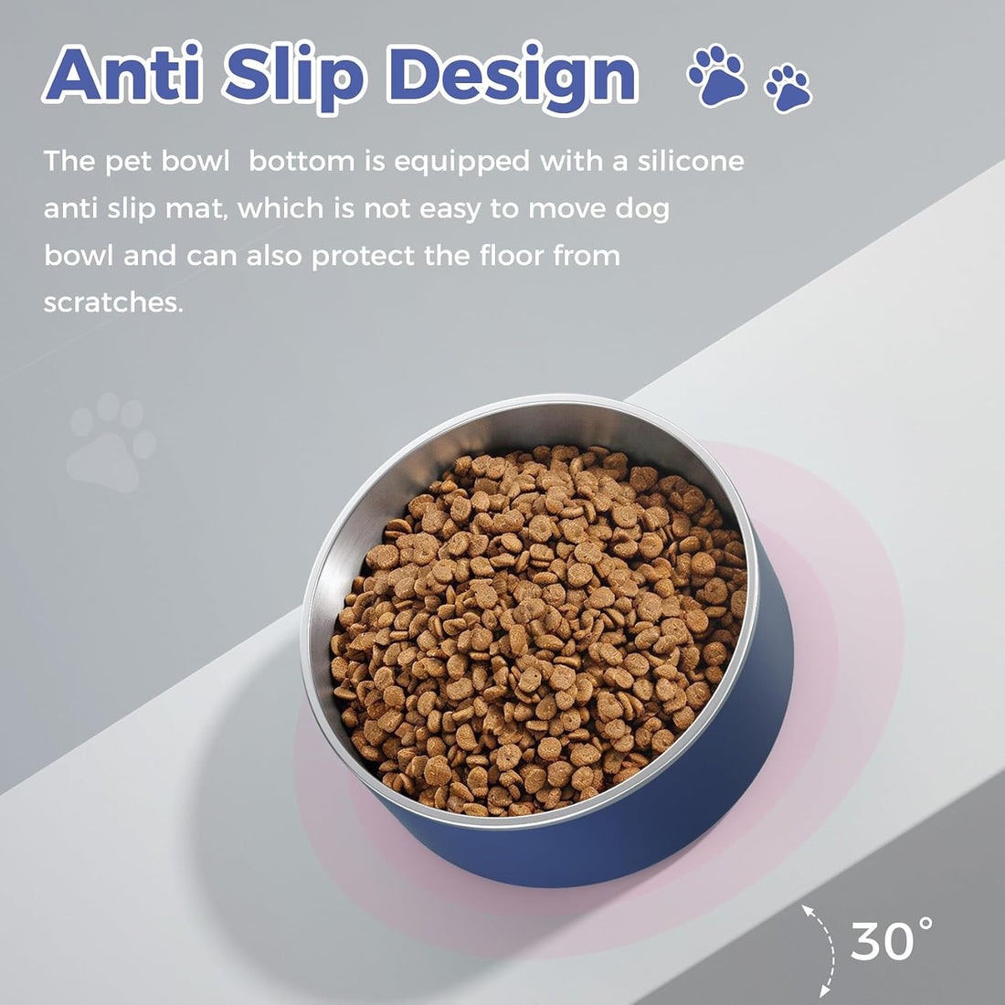 WENBOKMIN Dog Bowl, Stainless Steel Food and Water Bowl, 40oz, Blue