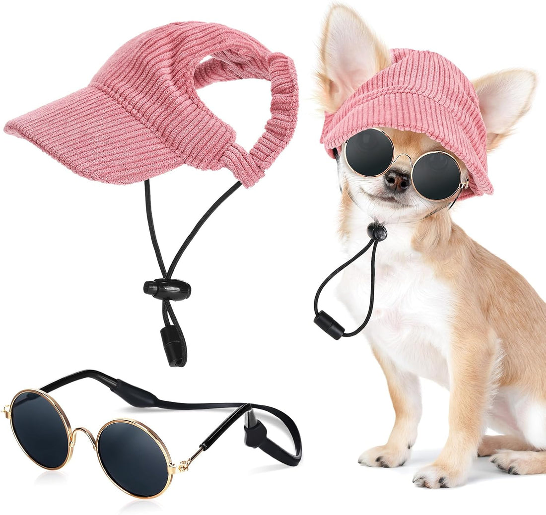 Jadive Small Dog Sun Hat with Ear Holes Dog Sunglasses