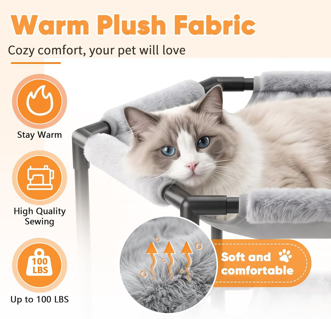Elevated Cat Hammock Bed, Hexagon Raised Cat Bunk Bed Swing Cot Chair