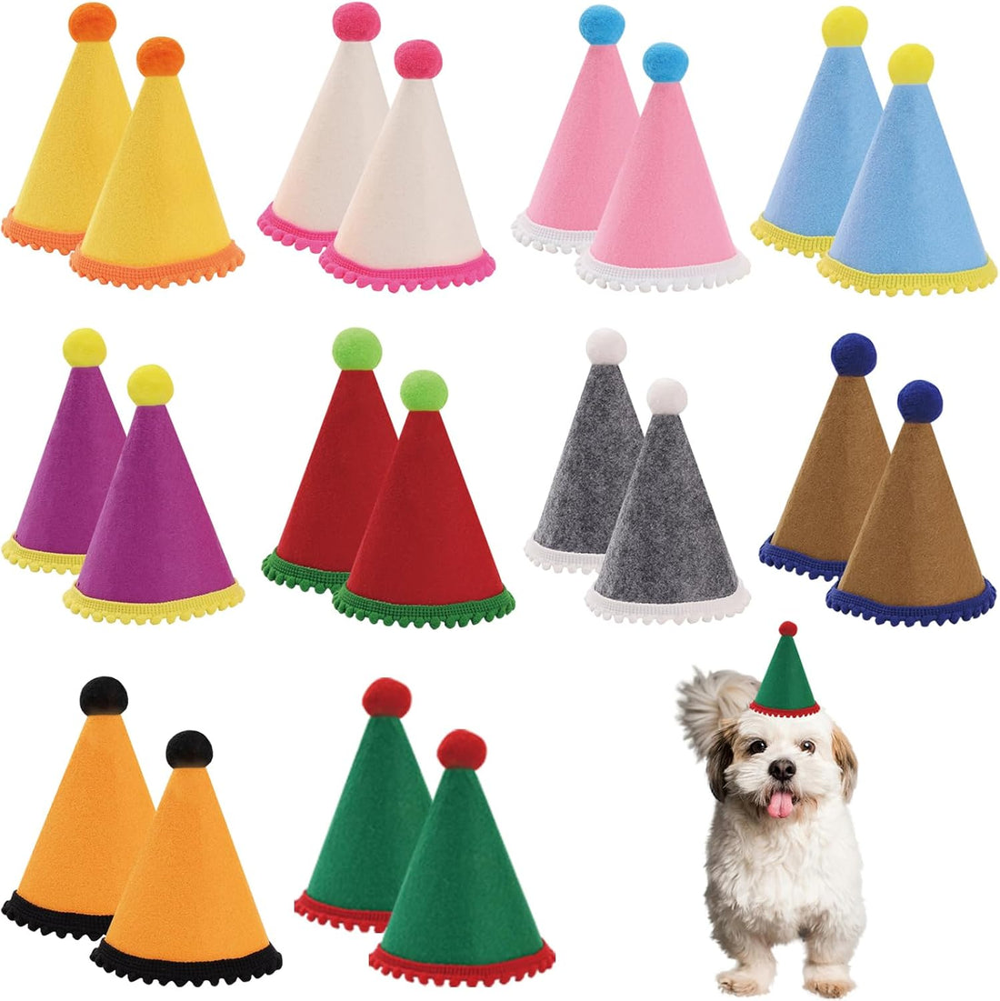 10 Pcs Dog Birthday Hat Set for Small Medium Dogs Cat Puppies