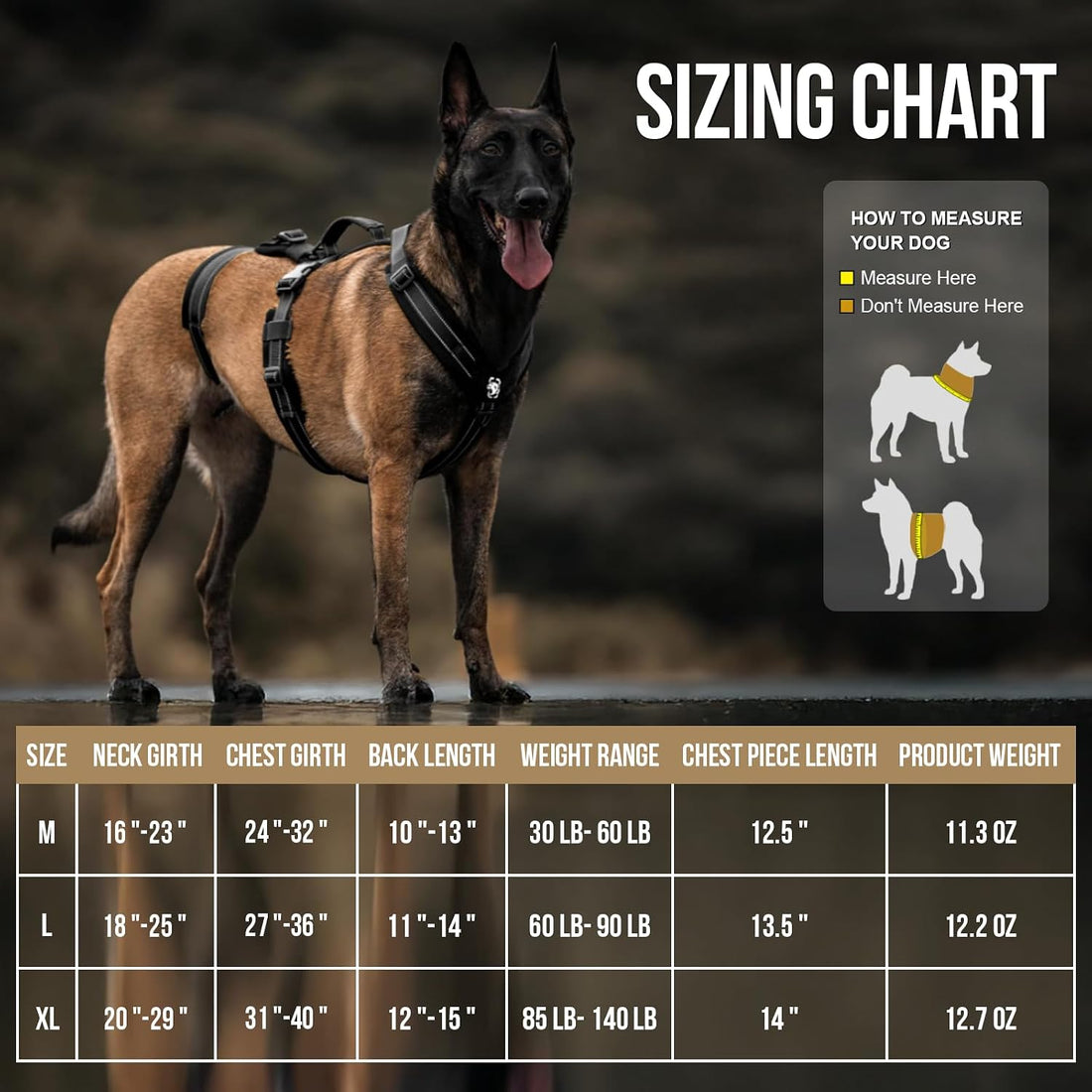 OneTigris Dog Harness No Pull Adjustable Tactical Harness with Soft
