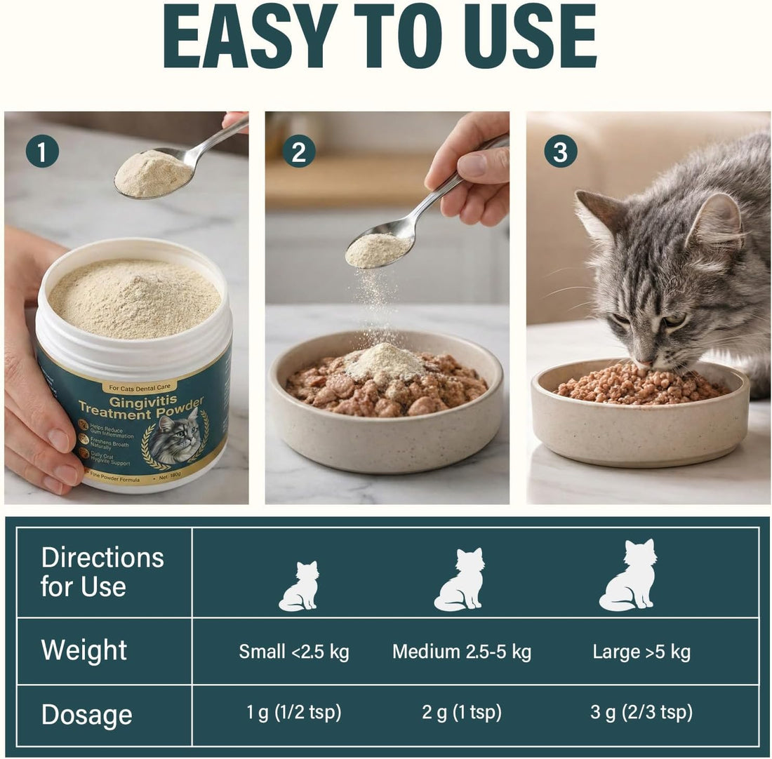 Plaque Powder for Cats, Dental Care Powder with Natural Extracts