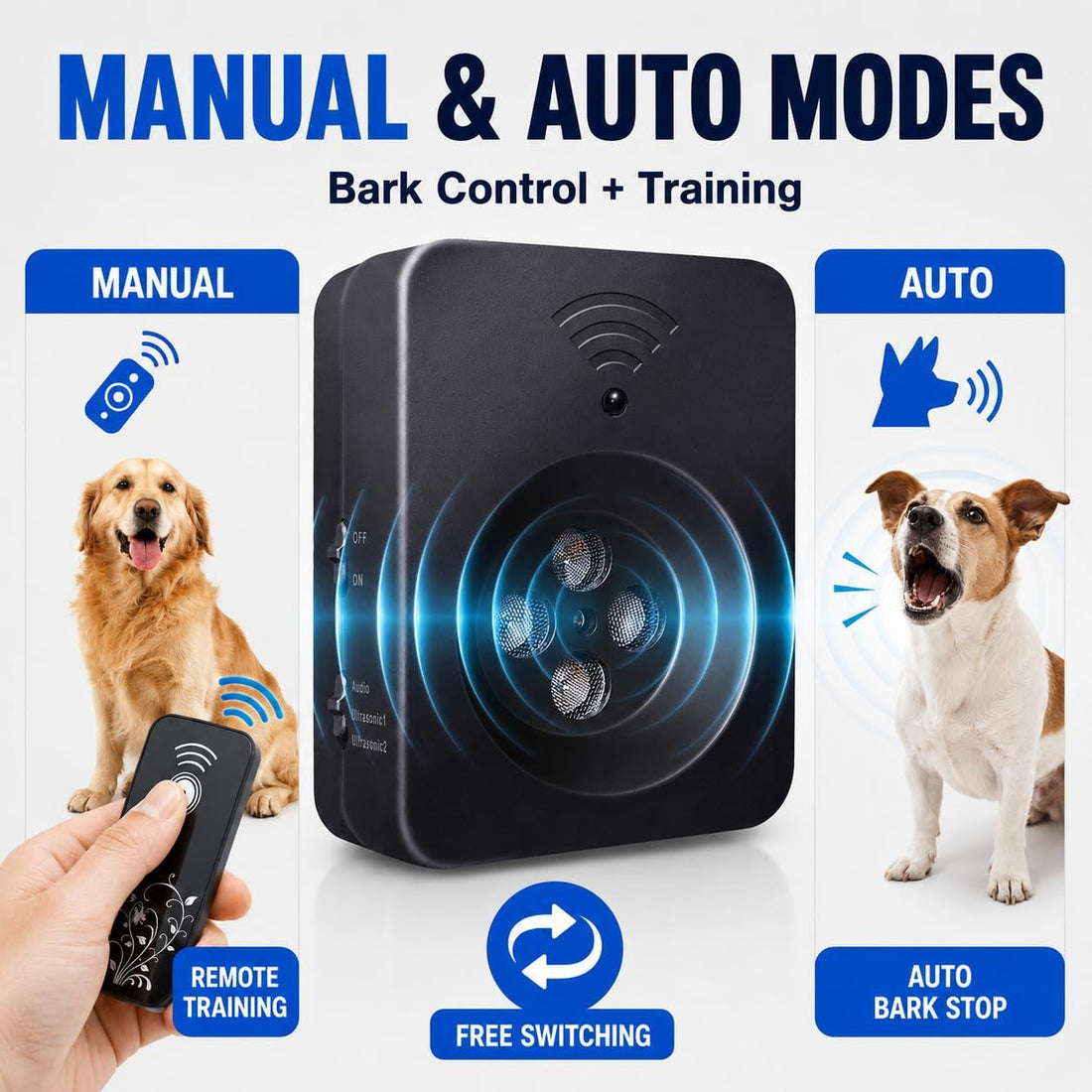 Ultrasonic Bark Control Device with Remote