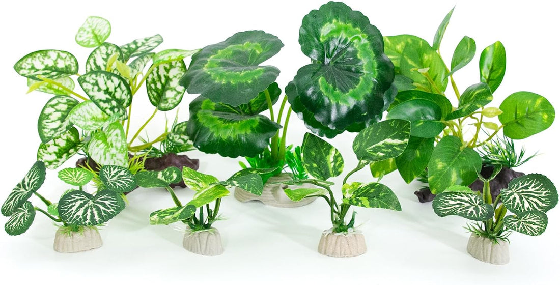 5Pack Tall Aquarium Plants - Reptile Habitat Plants Realistic Silk