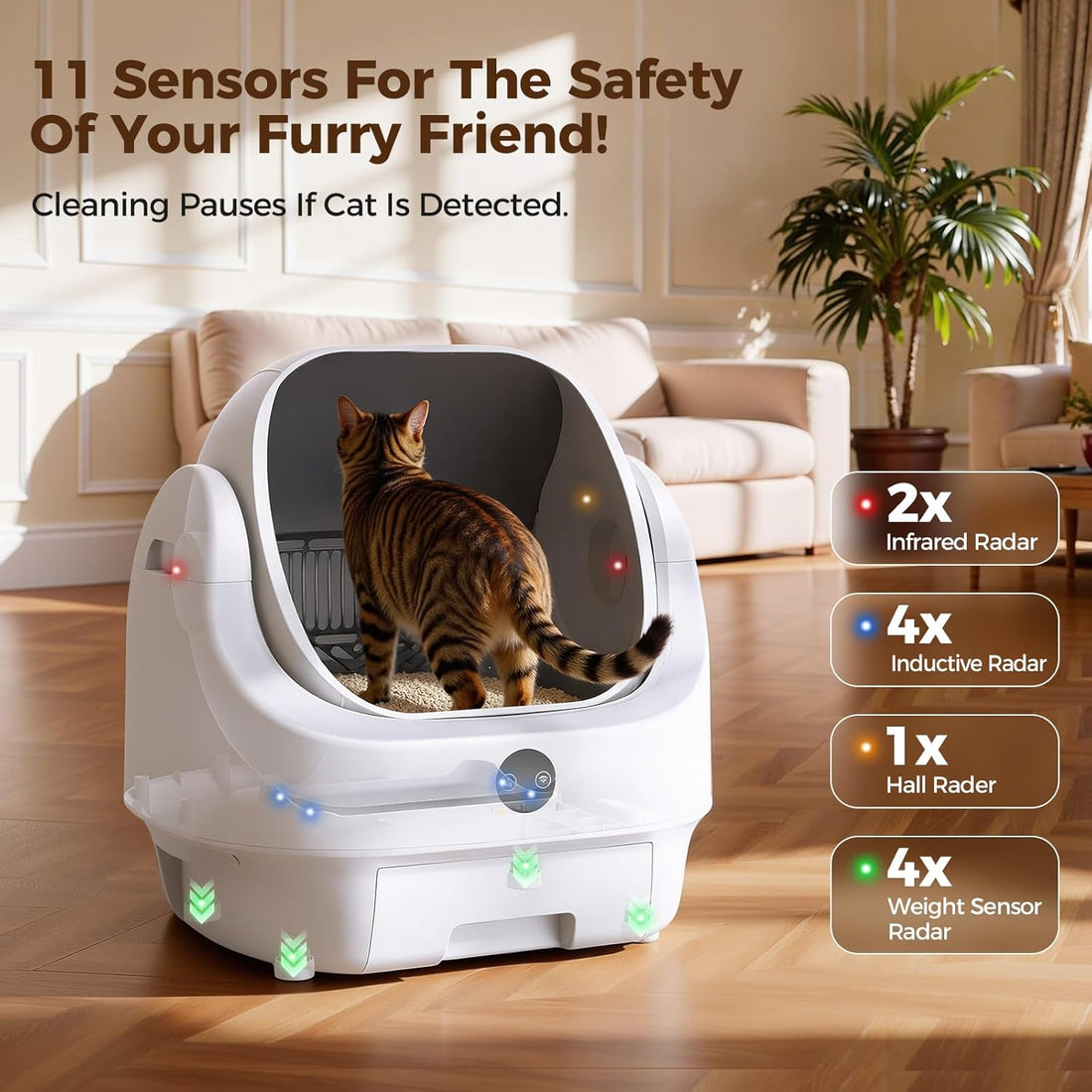 Open-Top Automatic Litter Box, Odor Control, Ready to Use