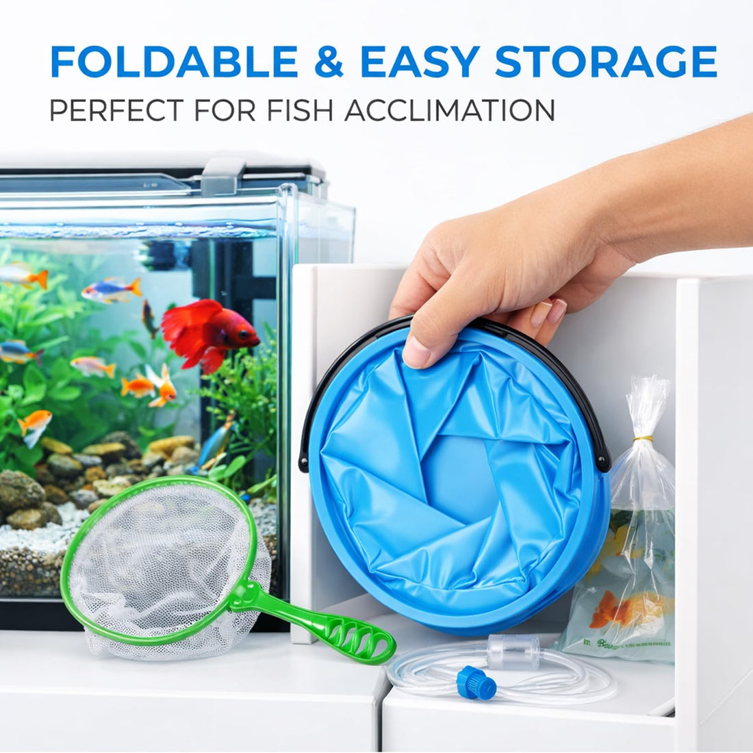 3Pcs Drip Acclimation Kit with Foldable Fish Acclimation Bucket