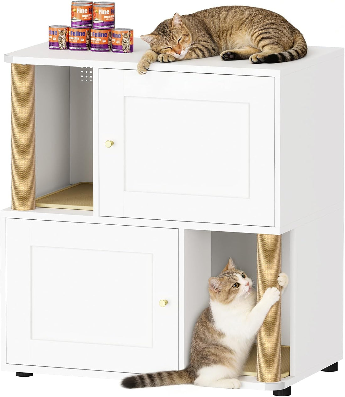 Double Cat Litter Box Enclosure, Litter Box Cabinet for 2 Cats
