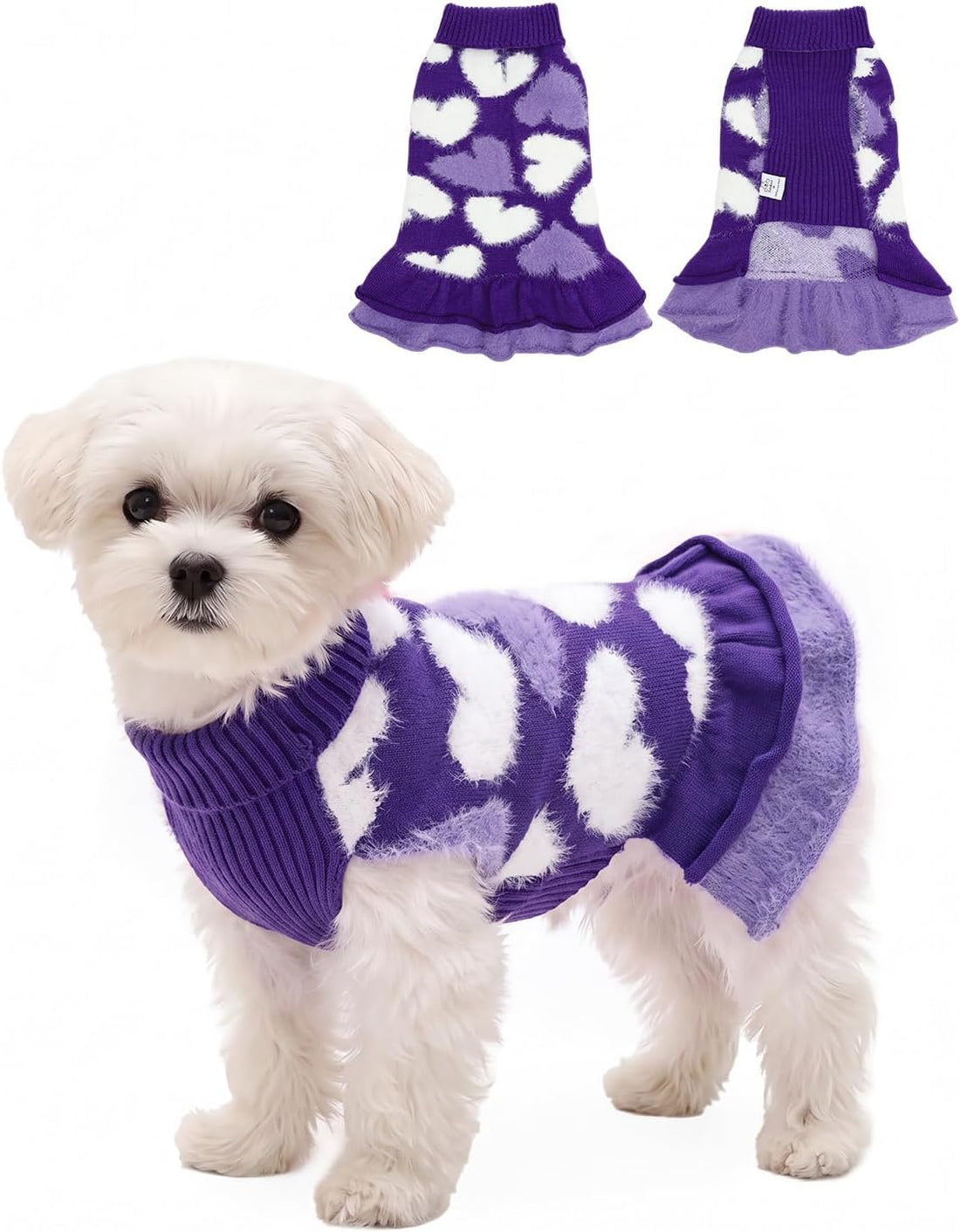 CuteBone Halloween Ruffle Dog Sweater Dress for Medium Dogs