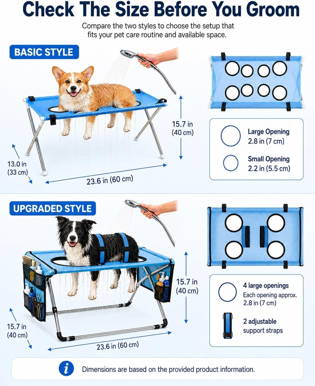 Dog Grooming Hammock Stand, Foldable Dog Bath Holder Sling Shower