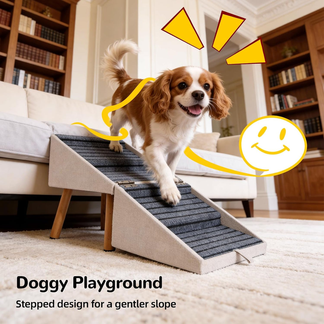 Dog Stairs for Small Dogs, 2-in-1 Dog Safety Ramp and Ottoman