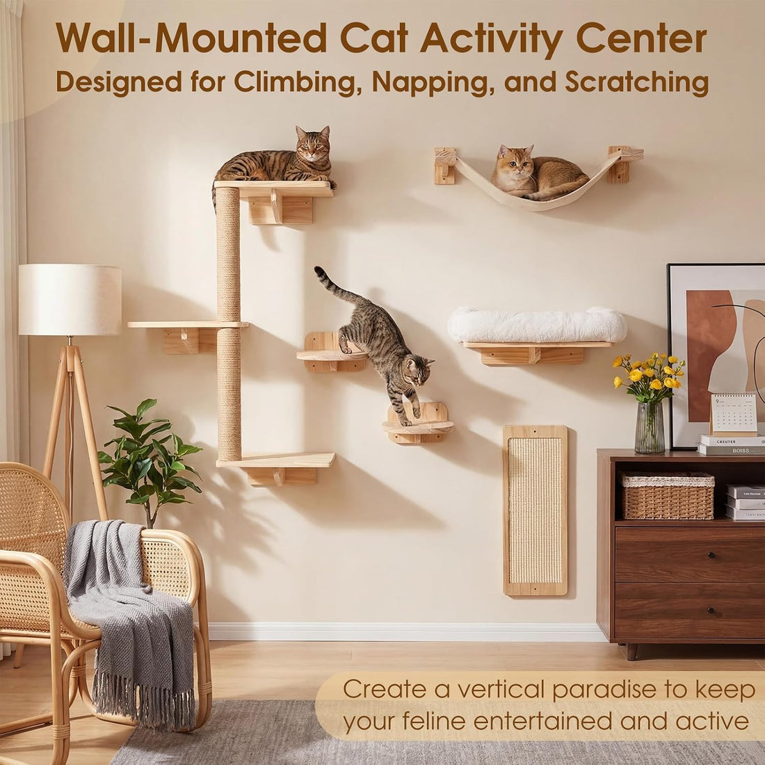 6-in-1 Cat Wall Shelves for Large Cats