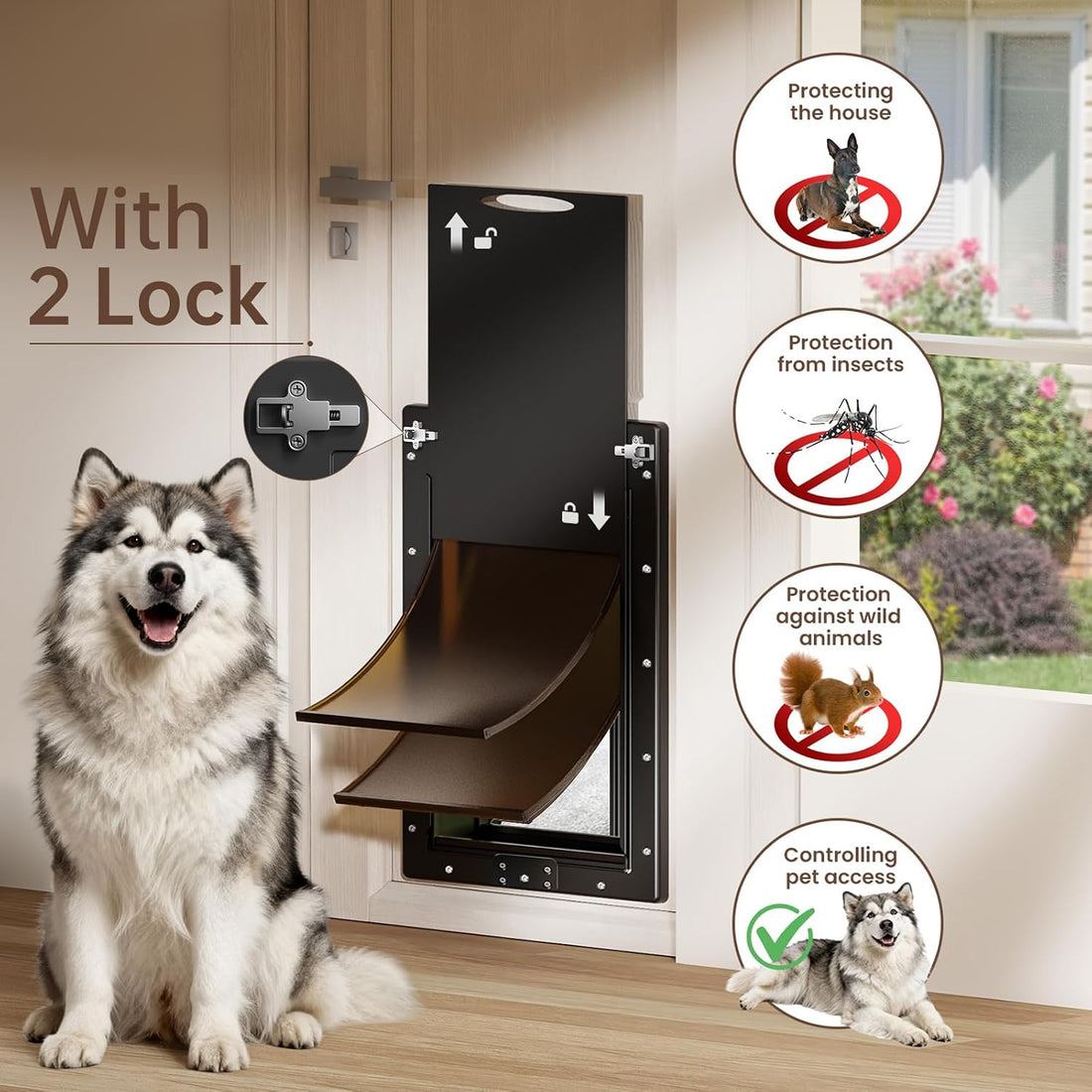 Plastic Dog Door, XLarge Doggy Door for Door