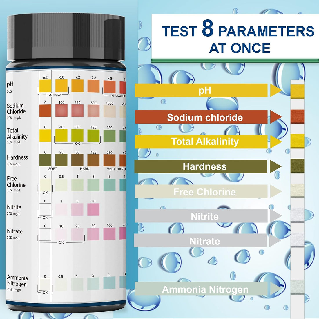 Aquarium Test Strips,7-Way Freshwater Saltwater Fish Tank Pond Test
