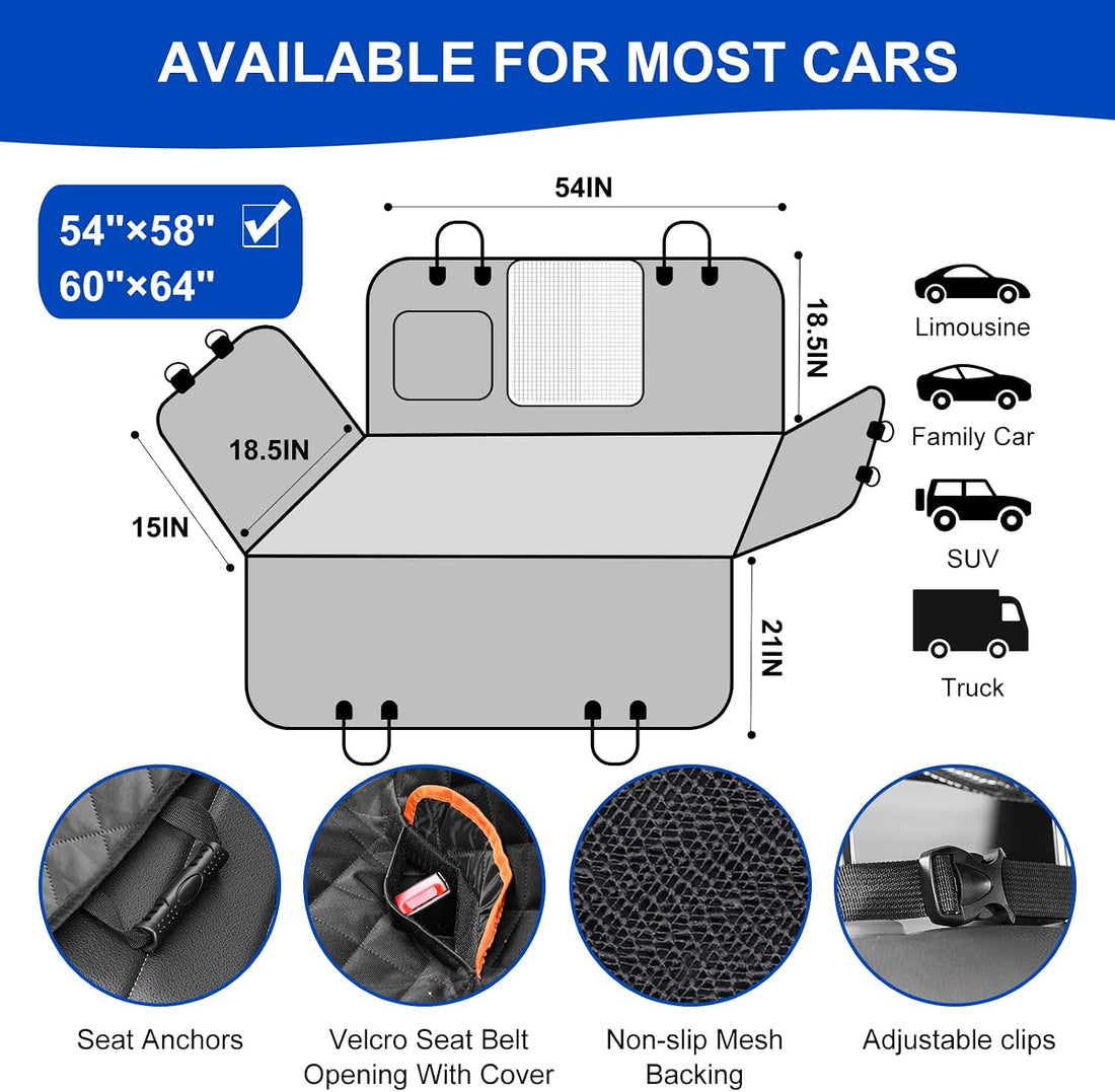 EasyHaWei Dog Car Seat Cover for Back Seat 600D Scratchproof Nonslip