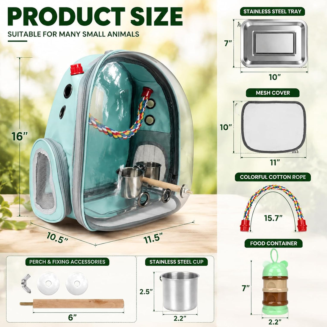 Rypet Bird Carrier Backpack Parrot Portable Breathable Bag Pet Bird