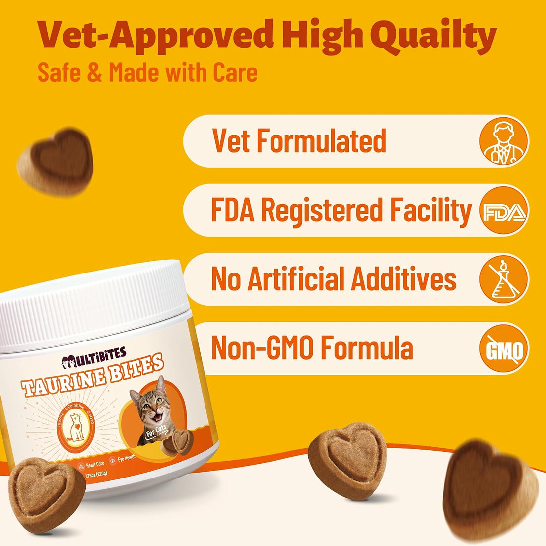 Taurine for Cats with Vitamins, CoQ10 & L-Carnitine - 330 Ct