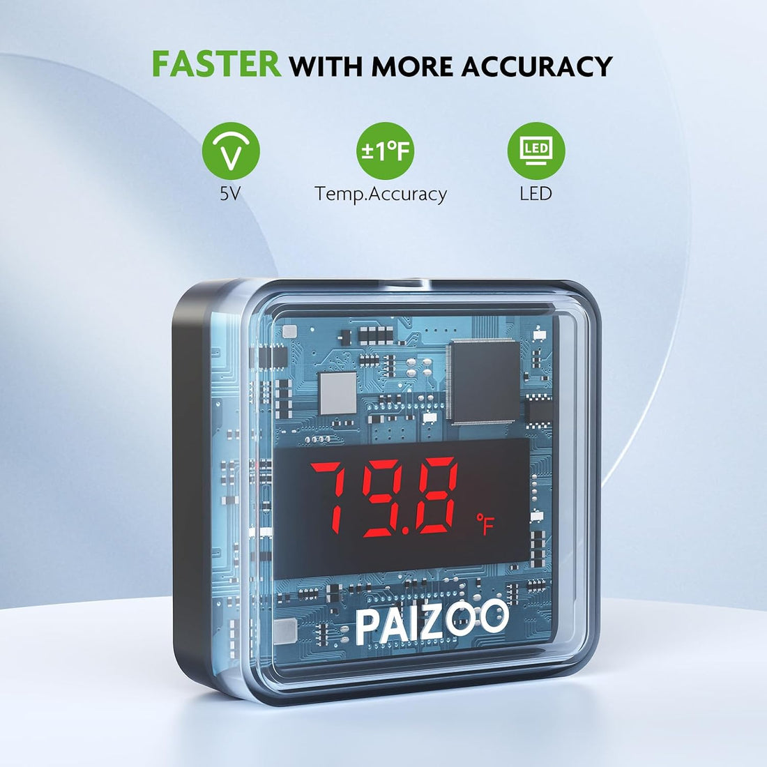 PAIZOO LED Waterproof Aquarium Thermometer Always-on Display with USB