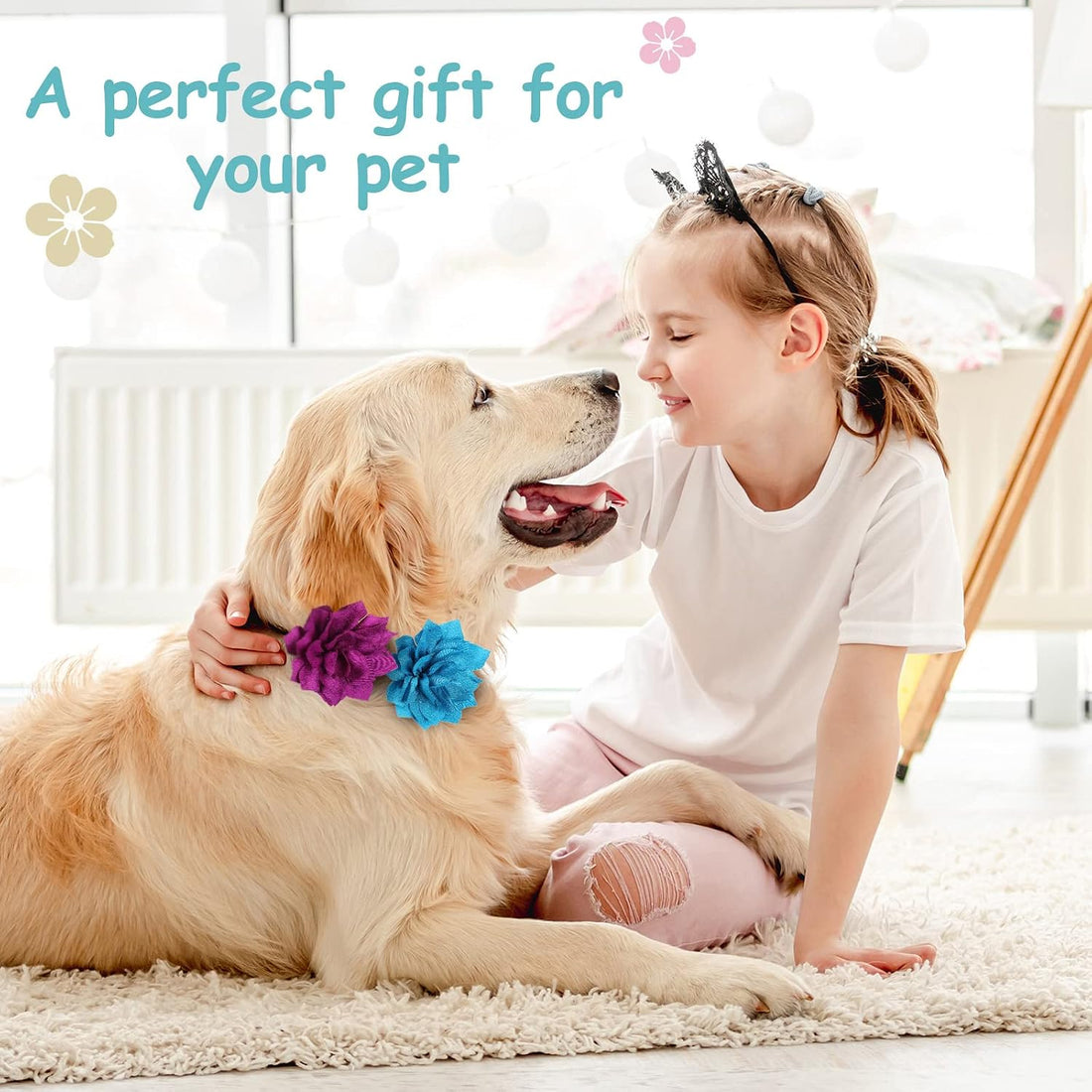 Saintrygo 20 Pieces Dog Collar Flowers Multi Color Pet Bow Ties