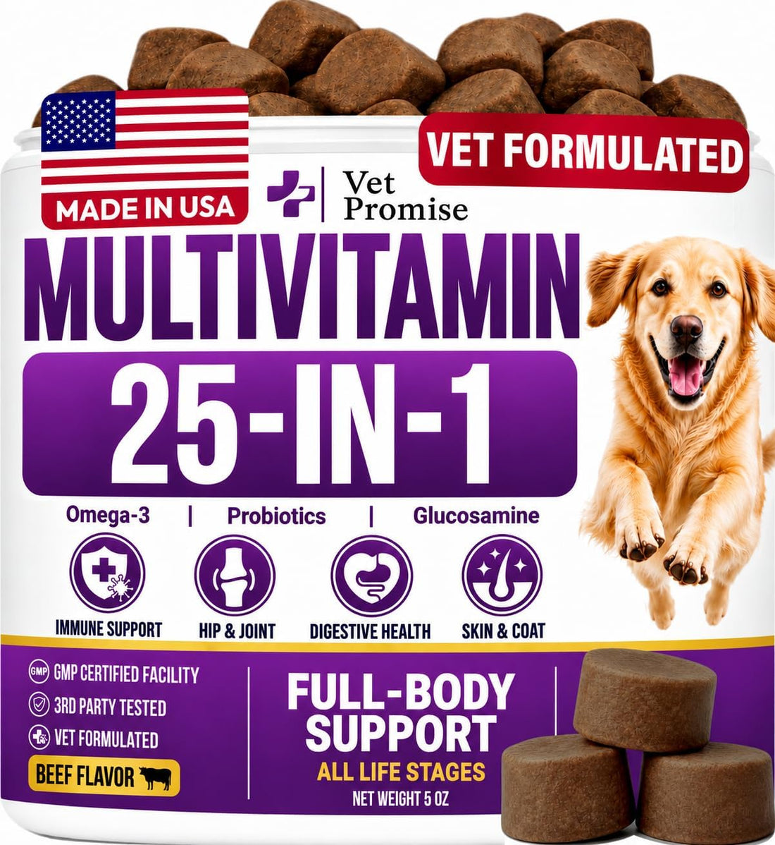 Omega 3 for Dogs - 250 Chews - Fish Oil for Dogs