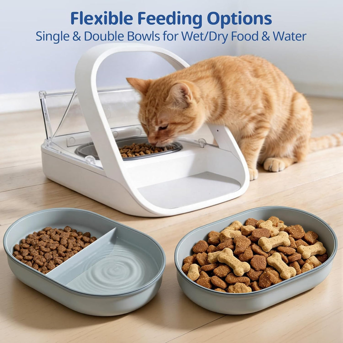 2 Pcs Plastic Bowls for Automatic Microchip Cat & Pet Feeder
