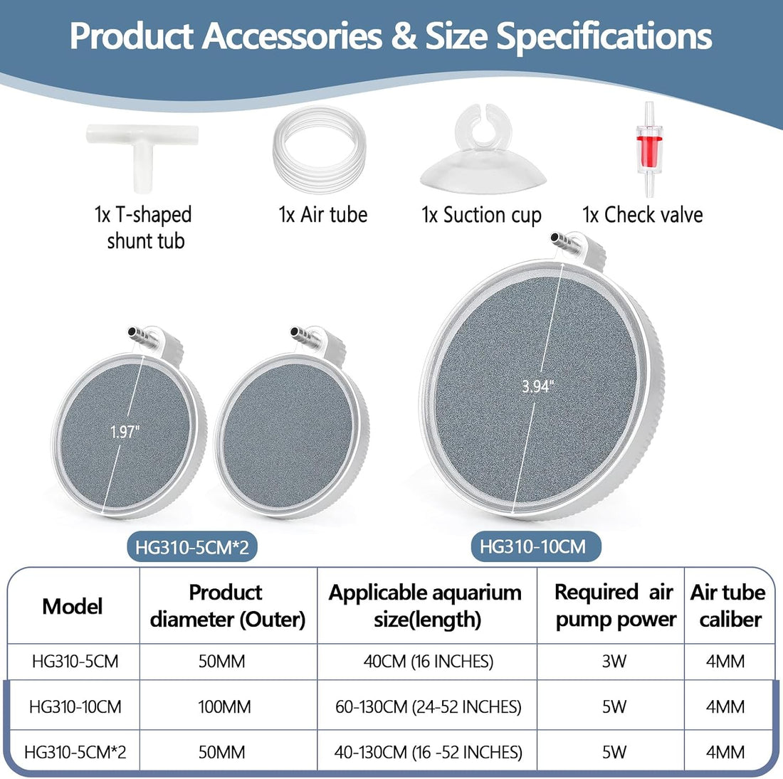 hygger Nano Air Stone for Aquariums, High Dissolved Oxygen Diffuser