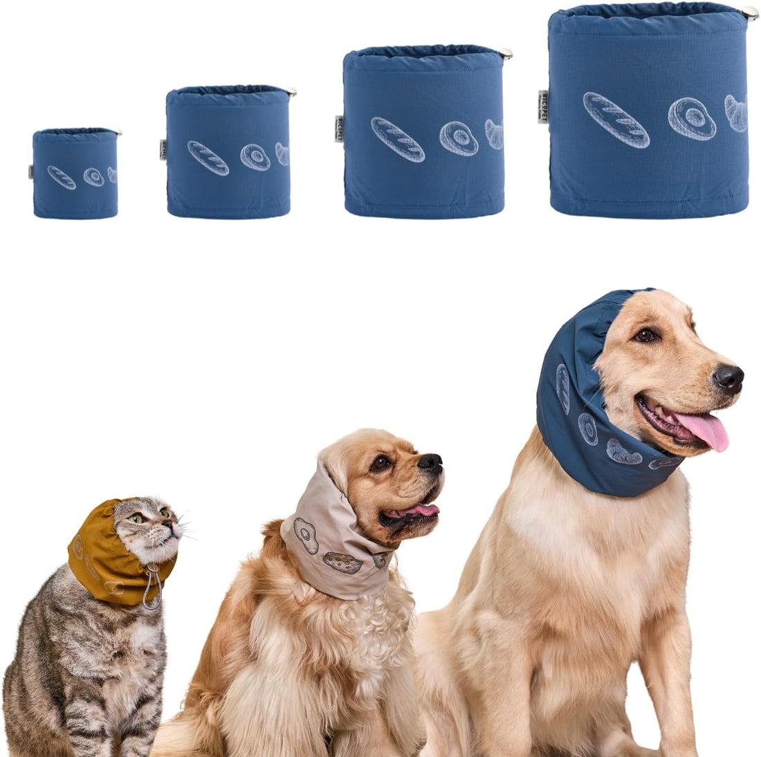 Dog Feeding Hood, Foggy Blue, S