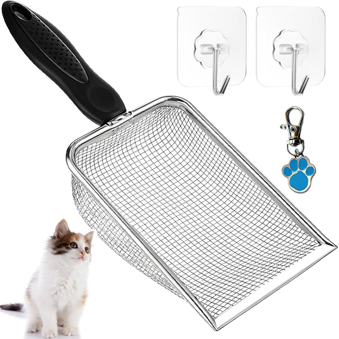 itPlus Cat Litter Scoop, Stainless Steel Cats Sturdy Mesh Scooper