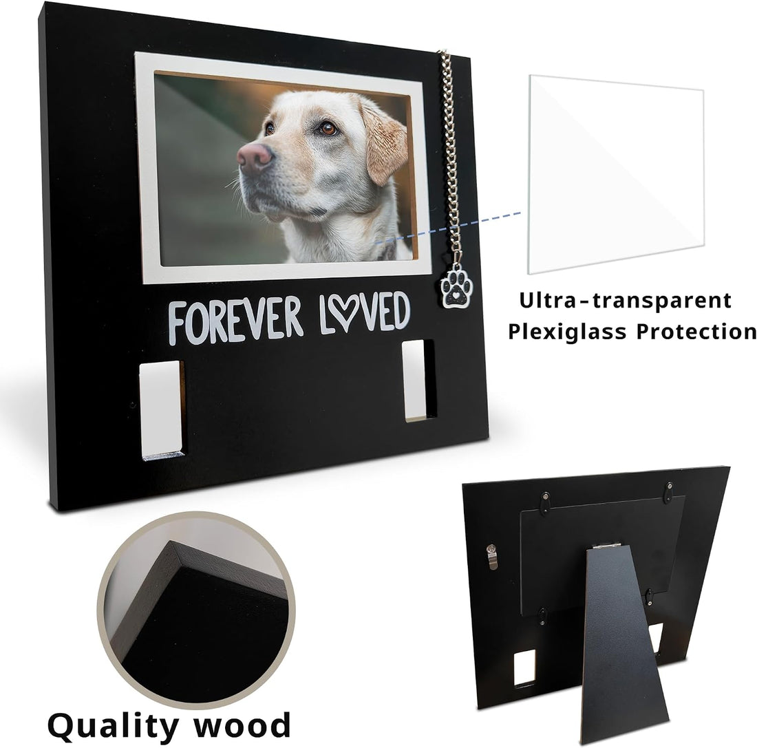 MYPAWLETS Dog/Cat Collar Memorial Frame with Paw Print Charm,Pet Loss