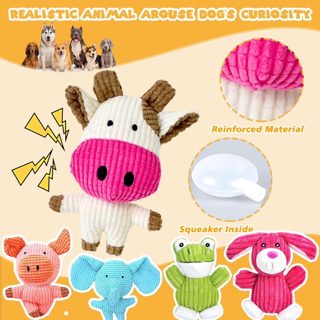 MRSOHRET 5 Pack Dog Toys Squeaky