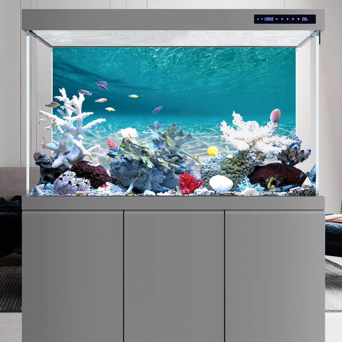 48x24 in Undersea Vinyl Aquarium Backdrop Ocean Floor Fish Tank Background