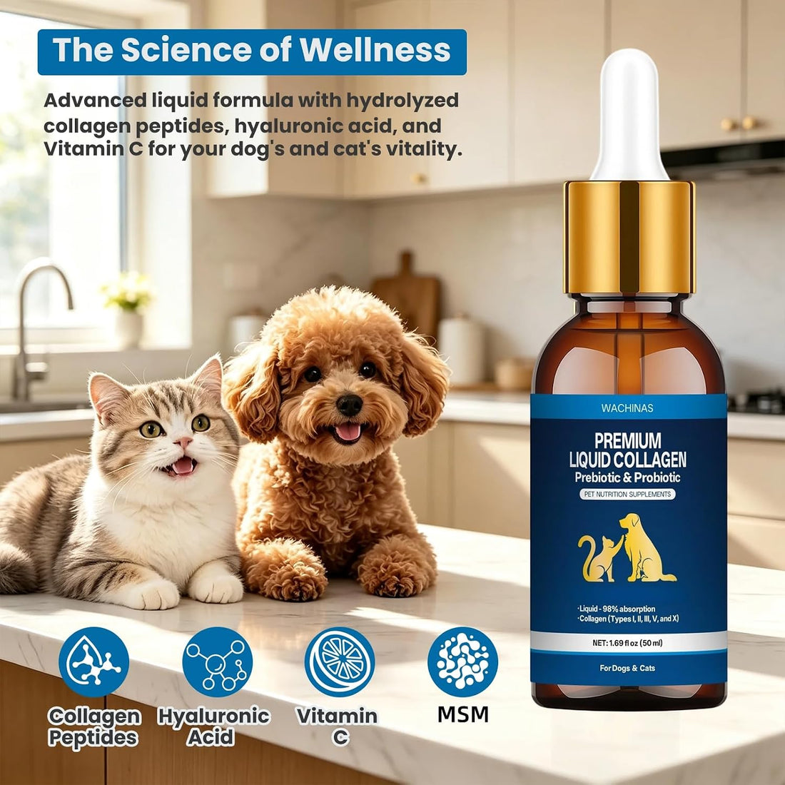 Premium Liquid Collagen & Probiotics for Dogs and Cats - Prebiotics