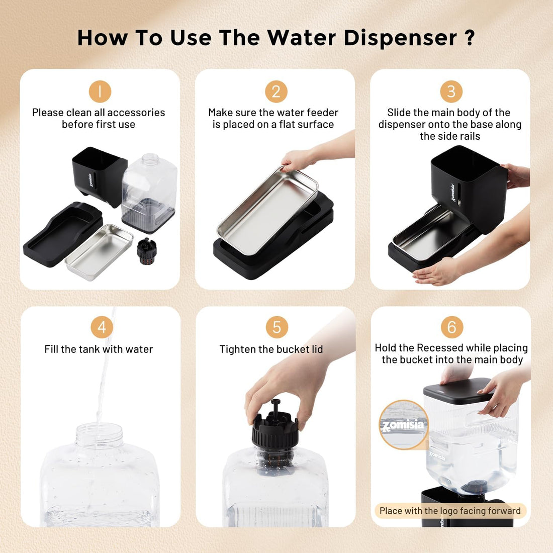 ZOMISIA 2.1 Gallon Gravity Dog Water Dispenser with Stainless Steel