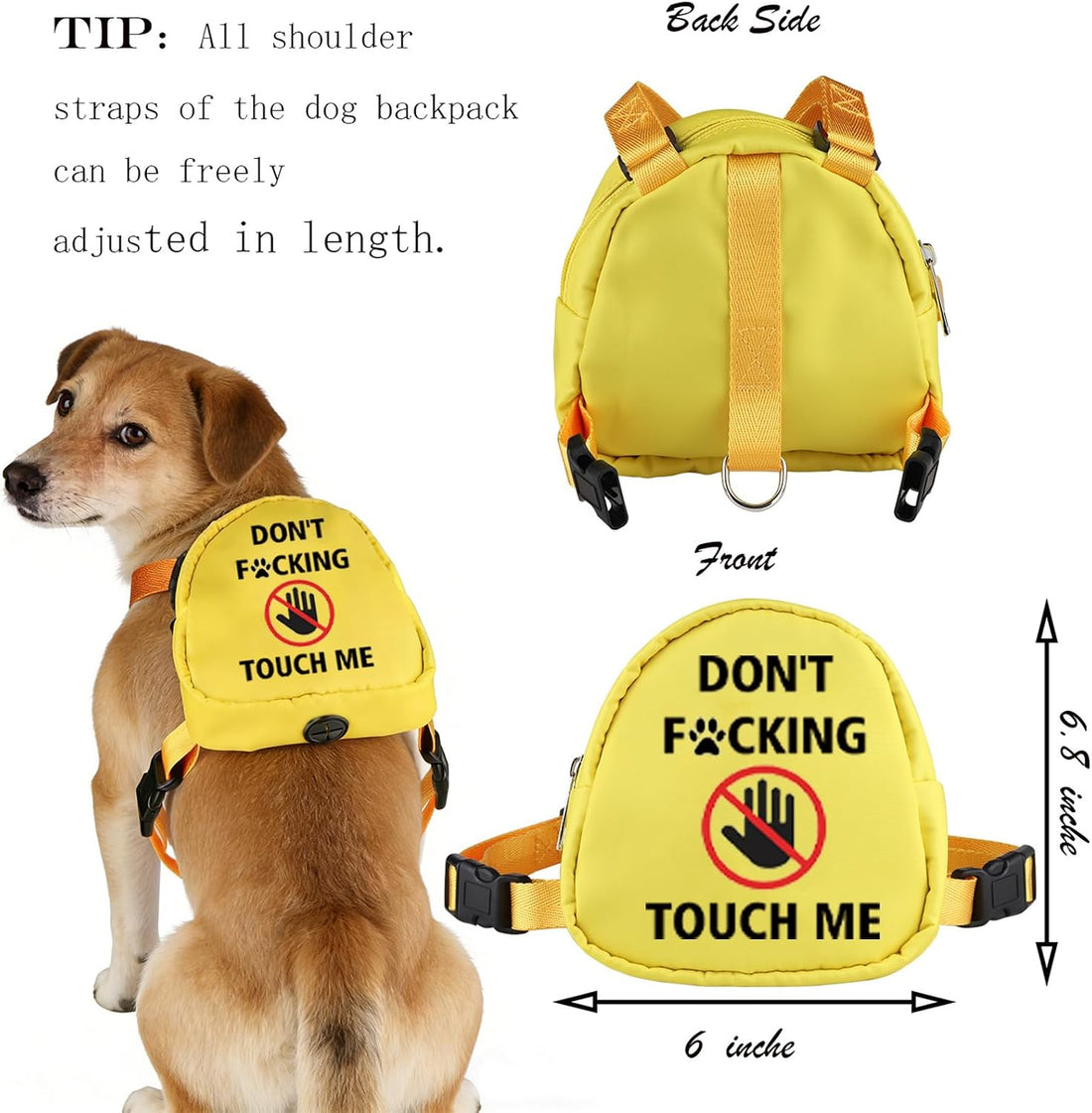 Funny Dog Slogan Travel Bag Don't F Touch Me Dog Backpack Dog Walking
