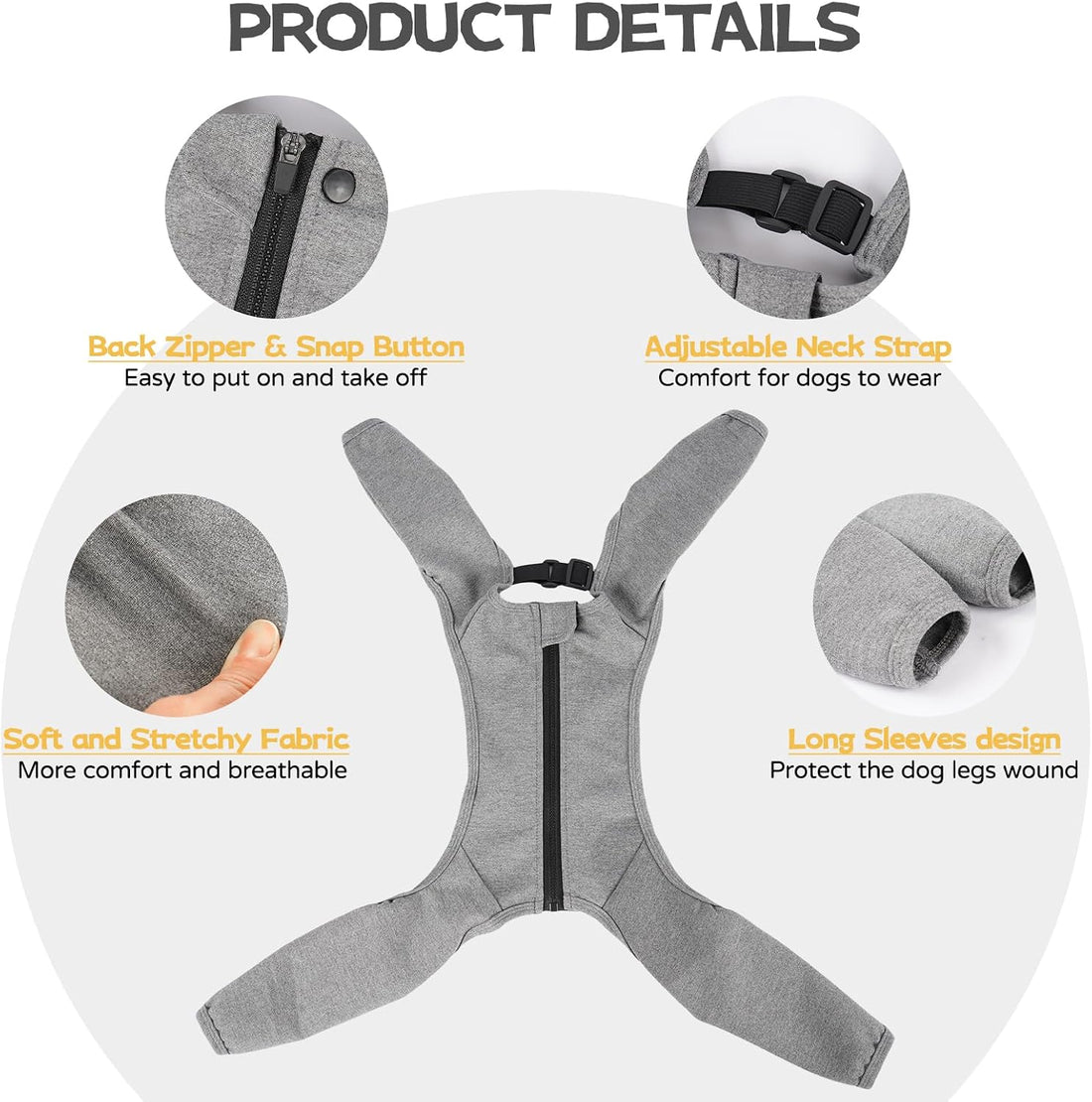 BRKURLEG 4-Leg Dog Recovery Suit, Anti-Licking Surgical Onesie