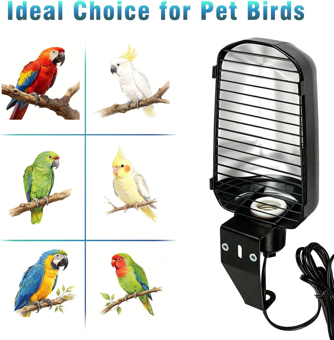 LUCKY HERP Bird Cage Lighting Fixture Combo Kit
