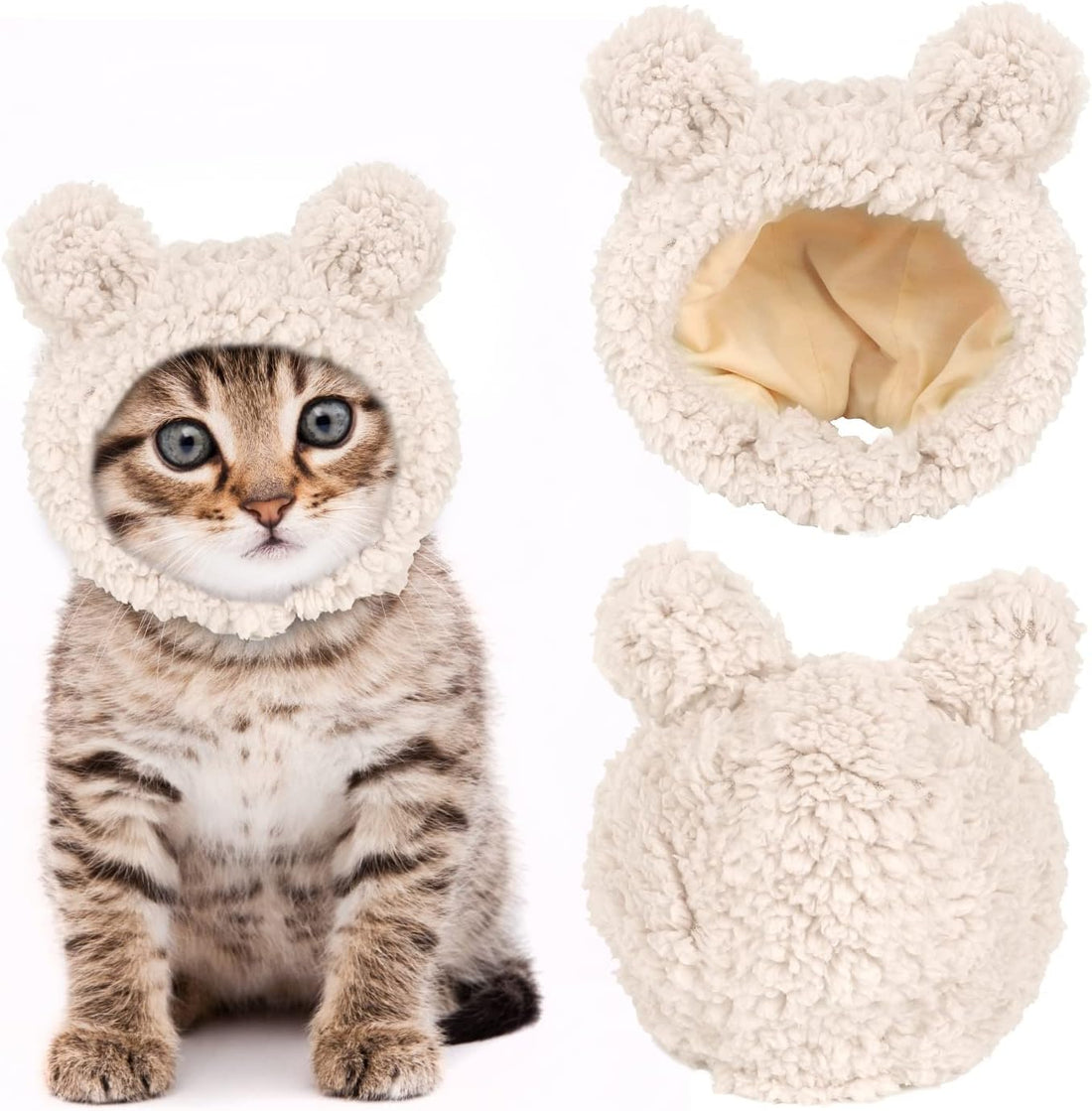 JOICEE Cute Cat Costume Warm Bear Hat Adjustable Small Pet Headwear
