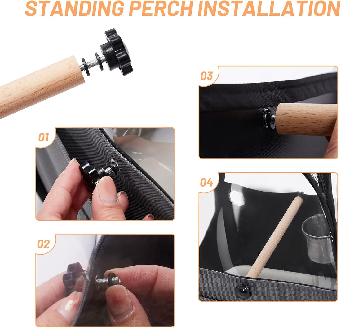 Bird Carrier for Travel with Clear Windows, Breathable Safe Fabric