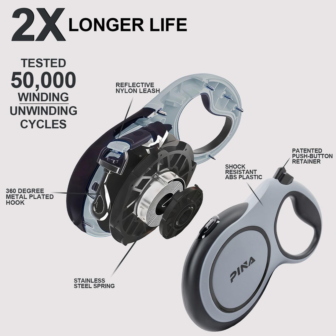 PINA Upgraded Retractable Dog Leash