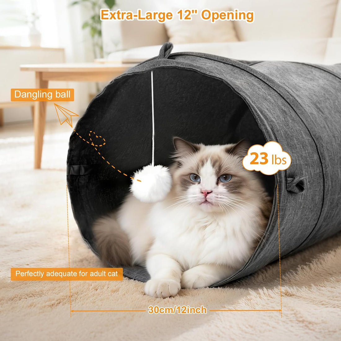 Ownpets Cat Tunnel 12 Inches in Diameter Larger Pet Tunnel Tube