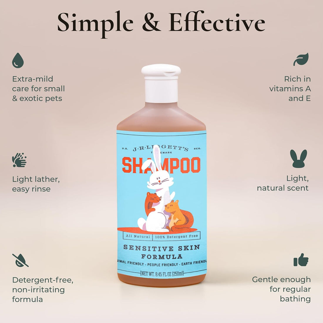 J.R.LIGGETT'S Liquid Small Animal Shampoo for Sensitive Skin 8.45 fl